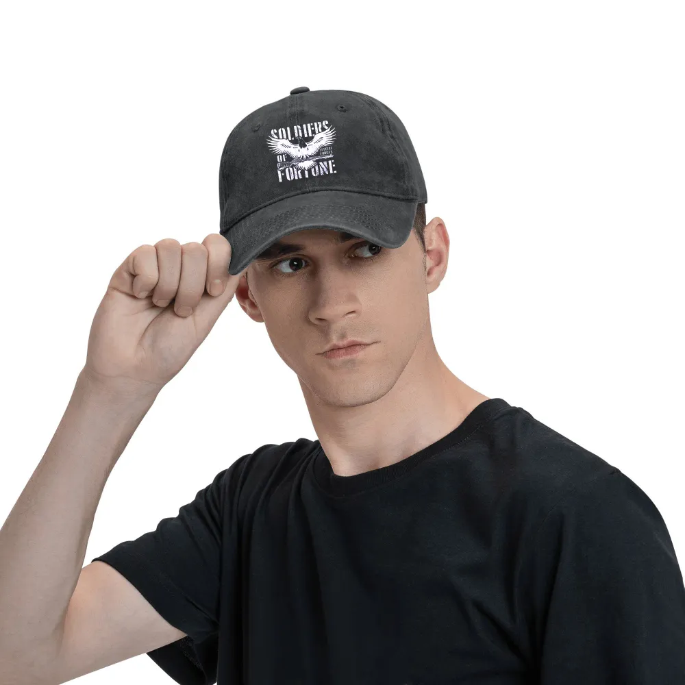 Soldiers Of Fortune Eagle Gun Washed Denim Baseball Cap