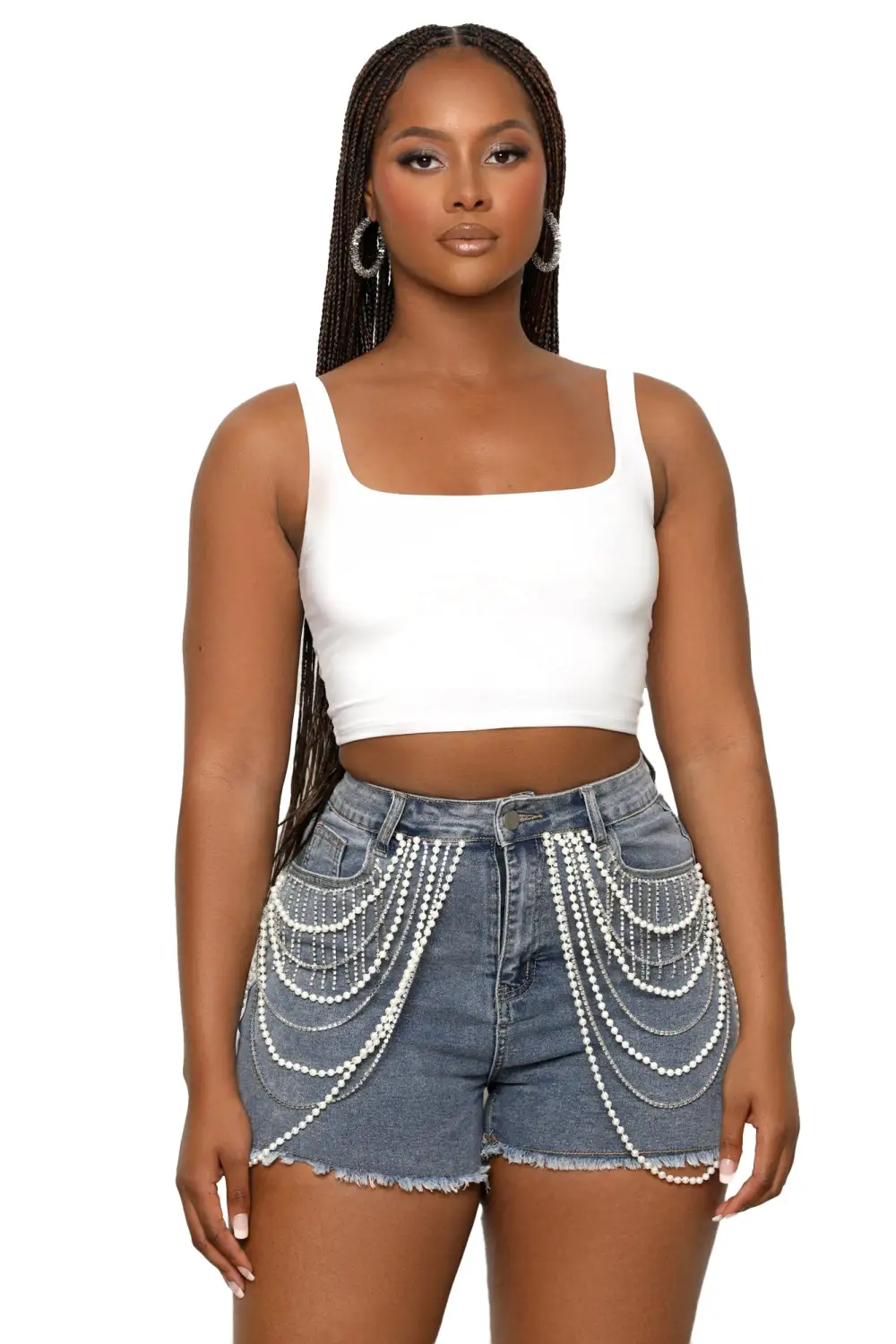 Lady Pearl Denim Shorts