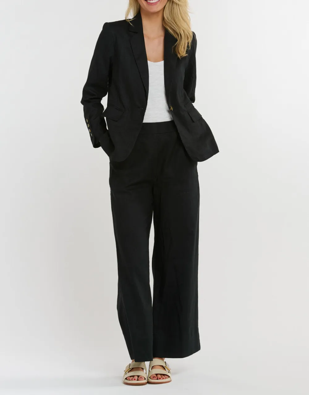 Portofino Linen Blazer - Black