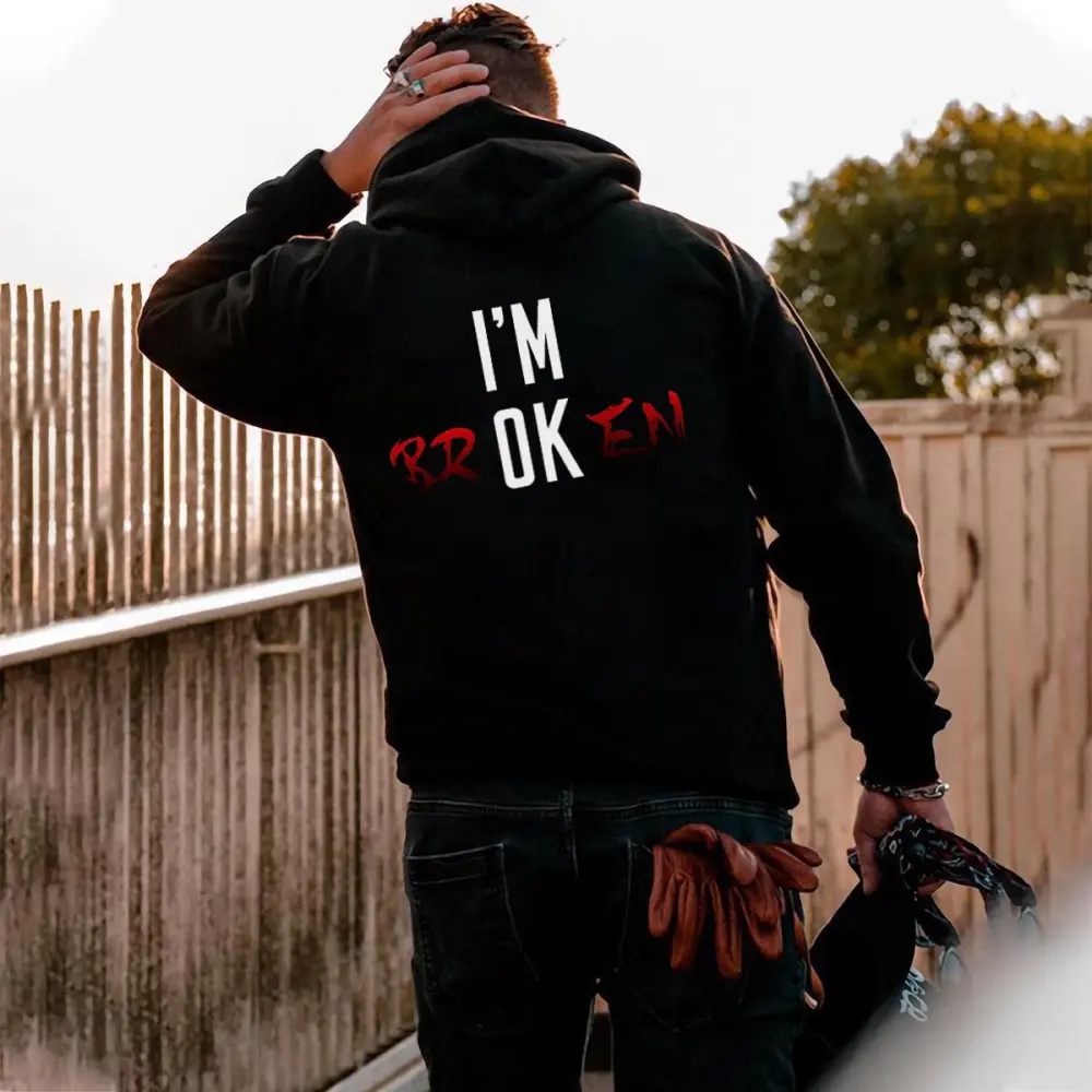 I'm Broken Print Simple Hoodie