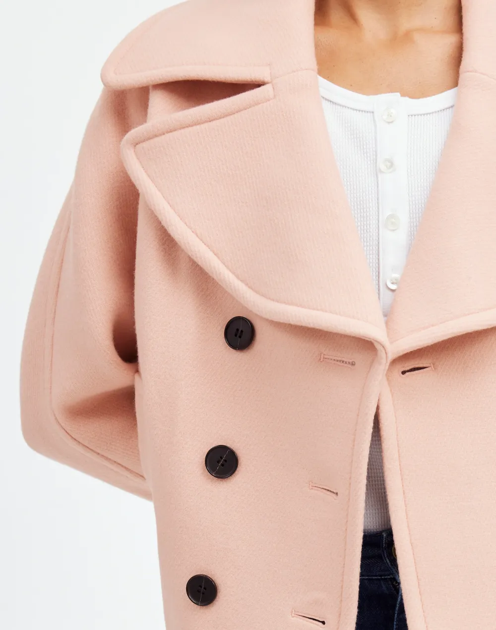 Oversized-Collar Short Peacoat