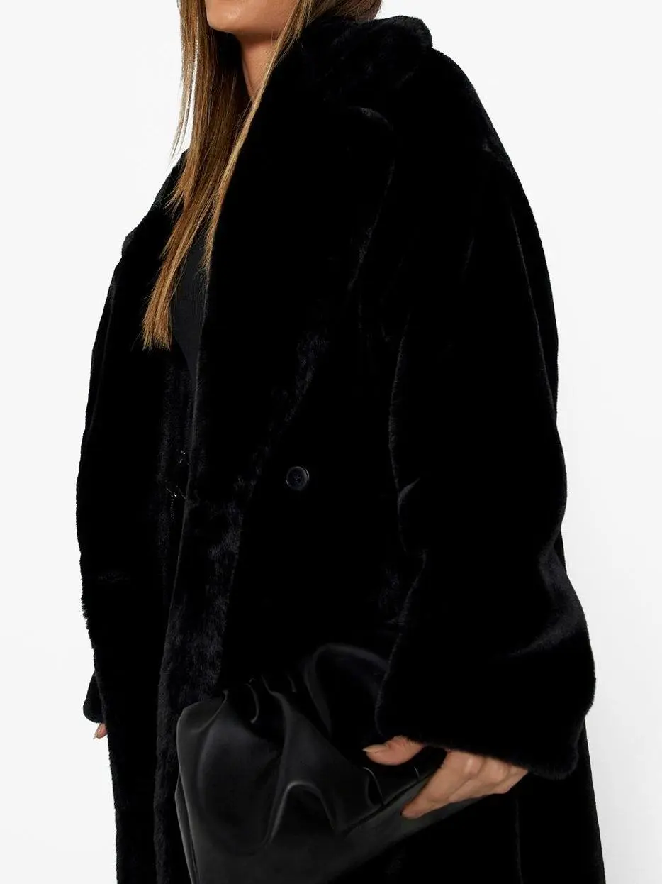 LUXE FAUX FUR LONGLINE COAT