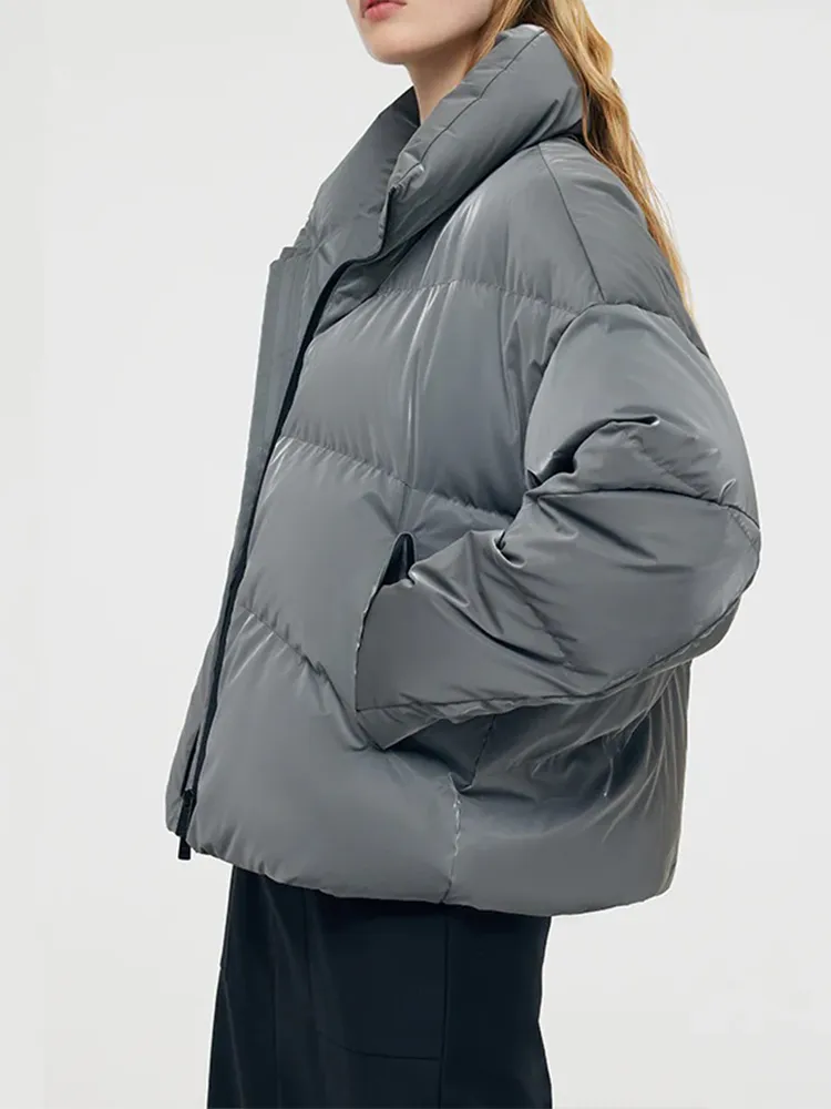 High Collar Unisex Short Goose Down Jacket