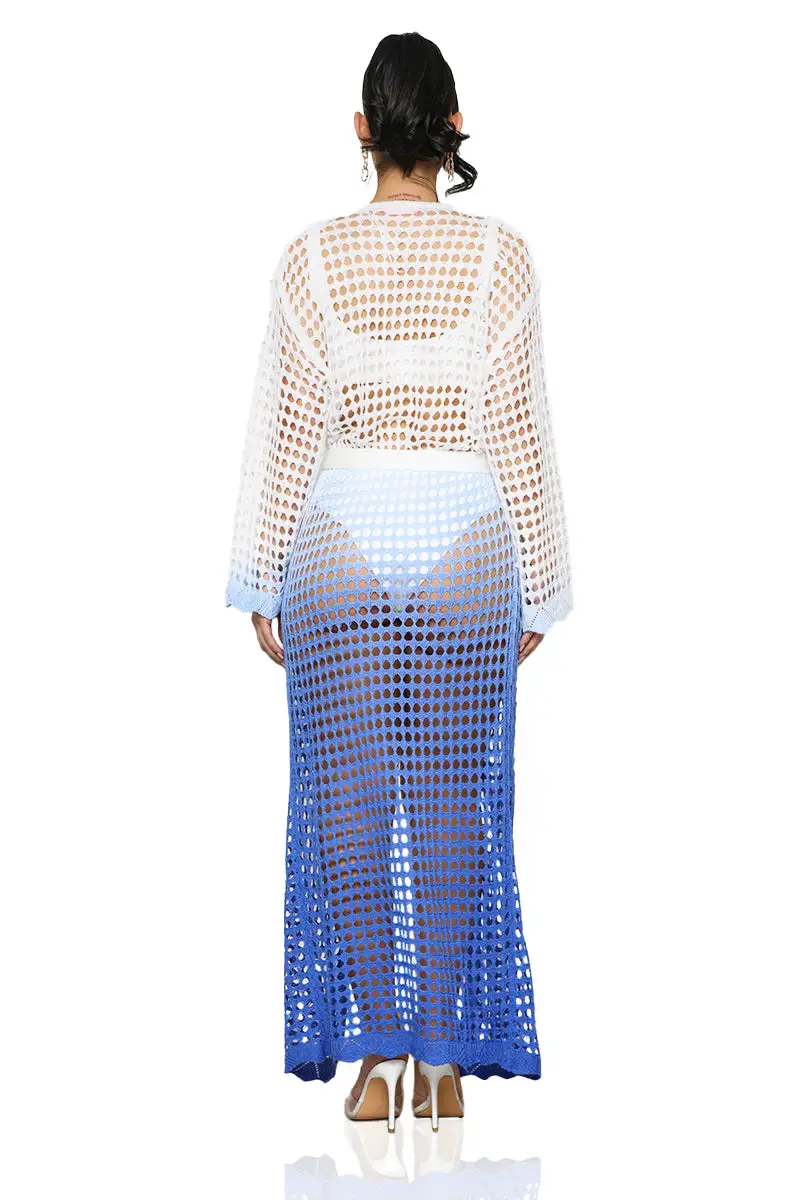 Ocean Views Swimsuit Cover Up Kimono (Blue)- FINAL SALE