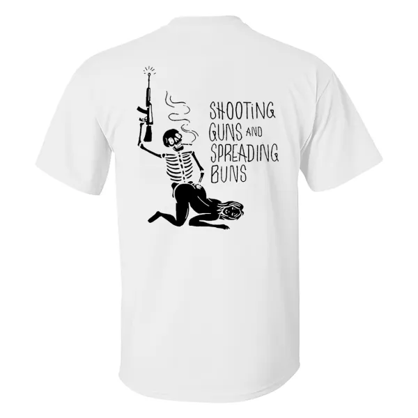 Shooting Guns And Spreading Buns Skull Printed Casual Men's T-shirt