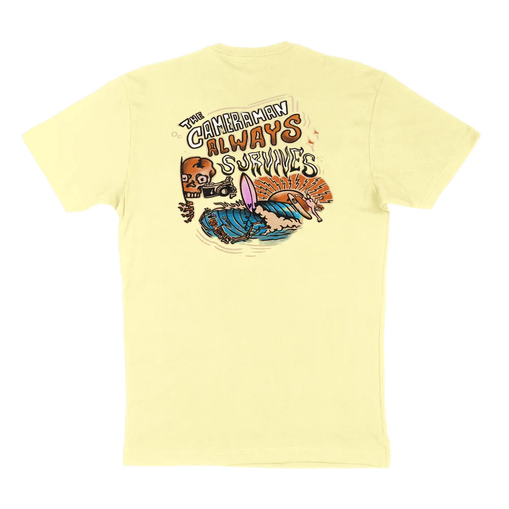 Pure Cotton Photographer T-Shirt With A Round Neck And Casual Short-Sleeved Top