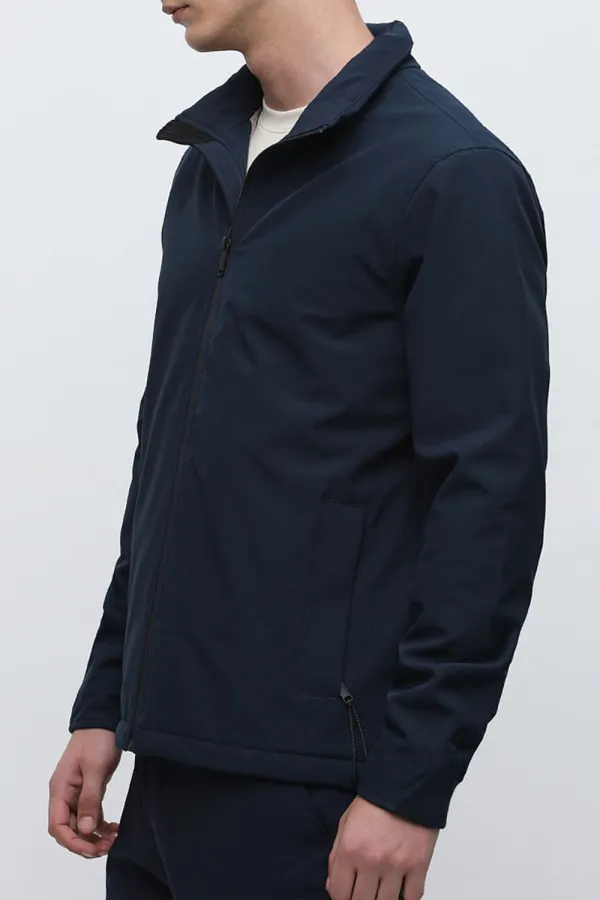 Navy Blue High Neck Padded Jacket