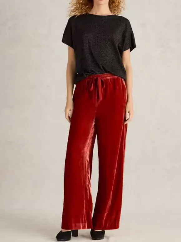 Freda Wide Leg Velvet Trouser