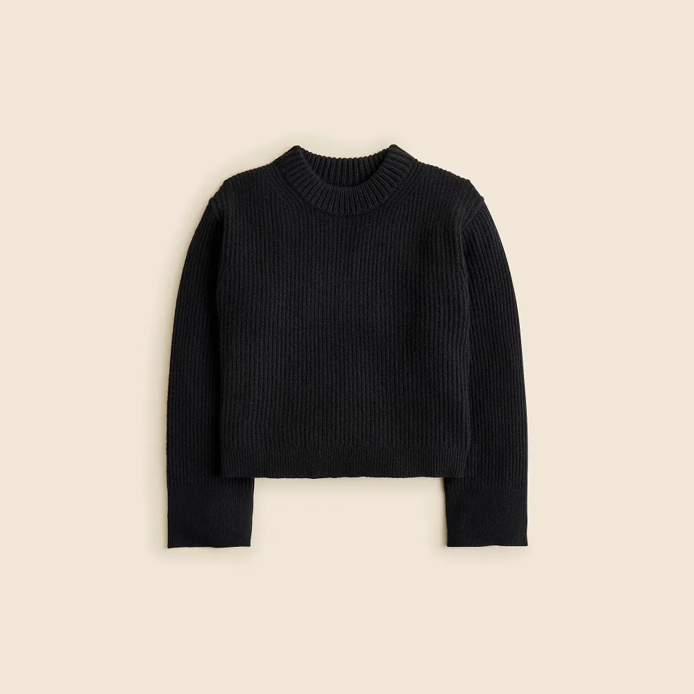 Ribbed cashmere cropped crewneck sweater