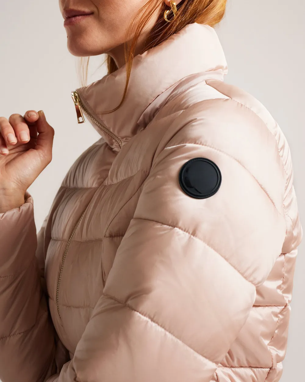 Abbiiee Belted Padded Coat With Detachable Hood Dusky-Pink