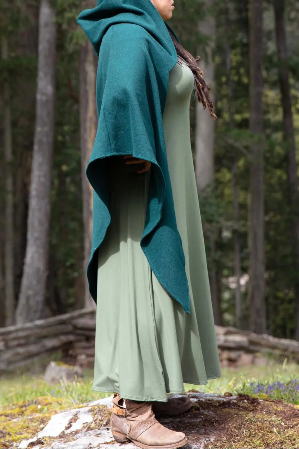 Druid Poncho - Wool - Forest Green