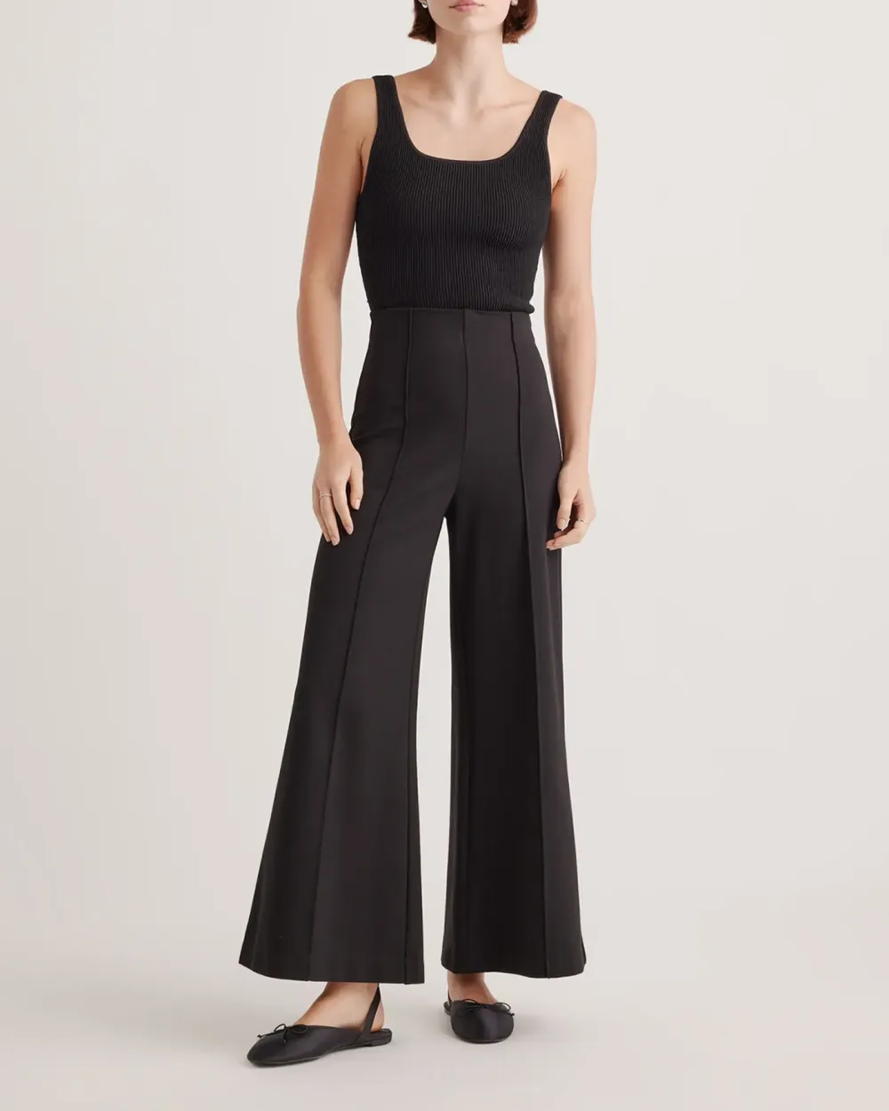 Ultra-Stretch Ponte Super Wide Leg Ankle Pants