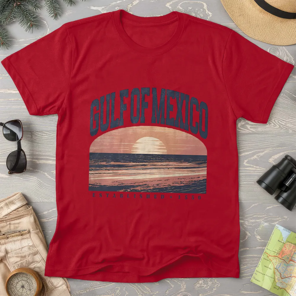Gulf Of Mexico Varsity Sunset Comfort Colors T-Shirt