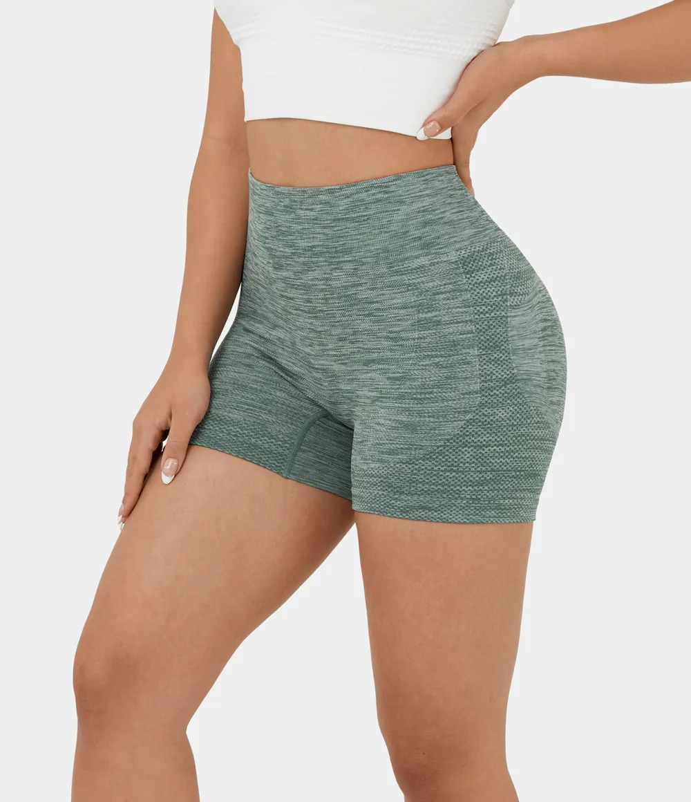 Seamless Flow High Waisted Butt Lifting Ruched Deep Dye Yoga Biker Shorts 3.5''