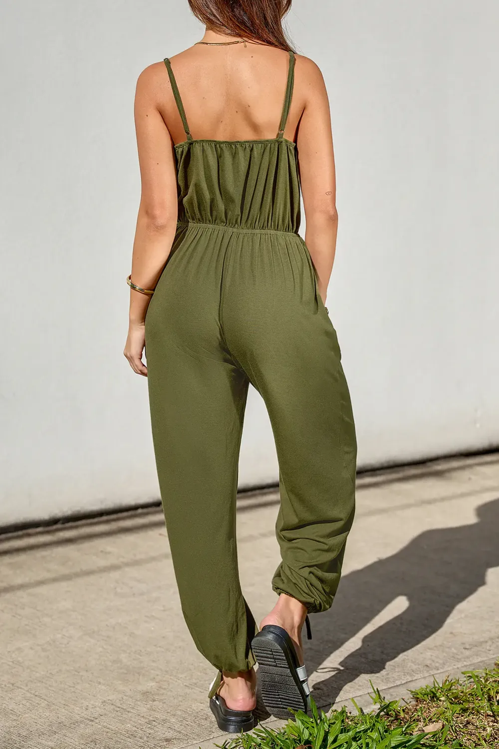 Forest Green Drawstring Jumpsuit