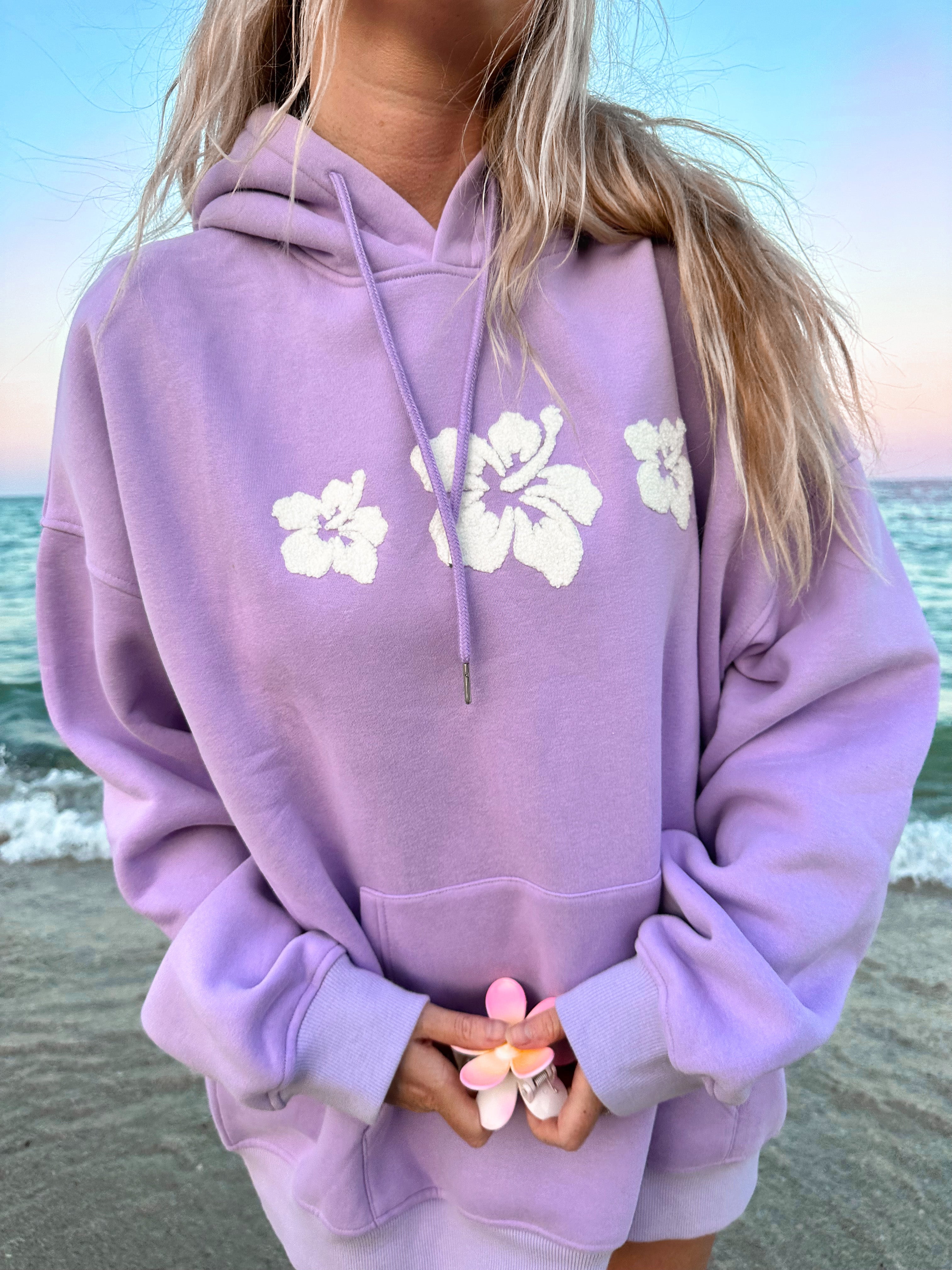 Hibiscus Flower Towel Embroider Hoodie