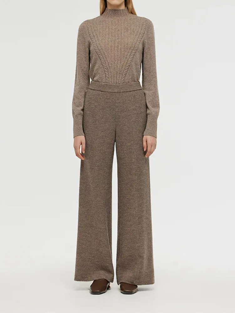 Wool High-Waisted Women Palazzo Pants