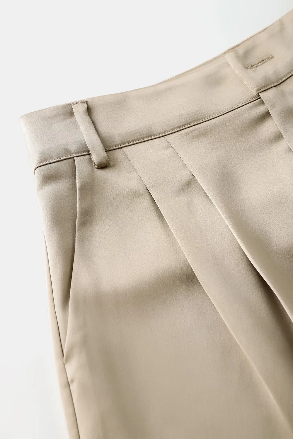 Champagne Satin Pleated Trousers