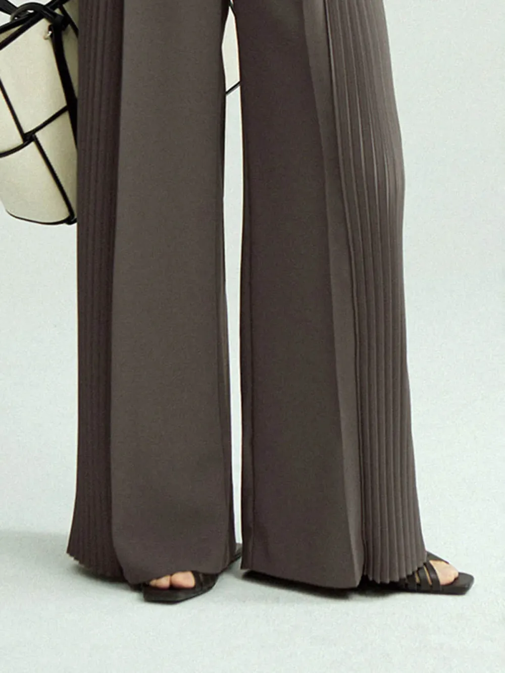 Side Pleated High Waist Pants Without Belt
