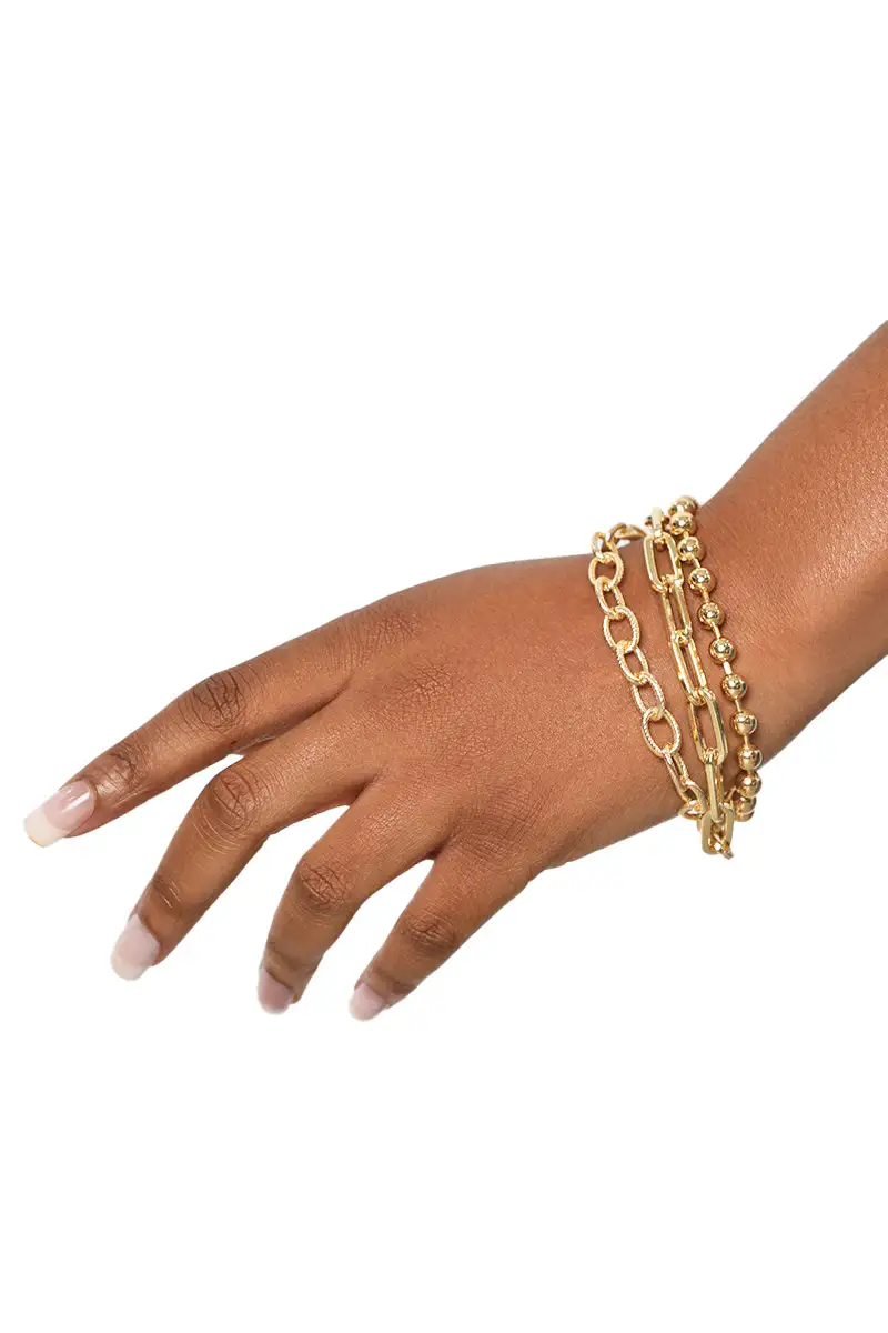 Gold Tri Bracelet Set