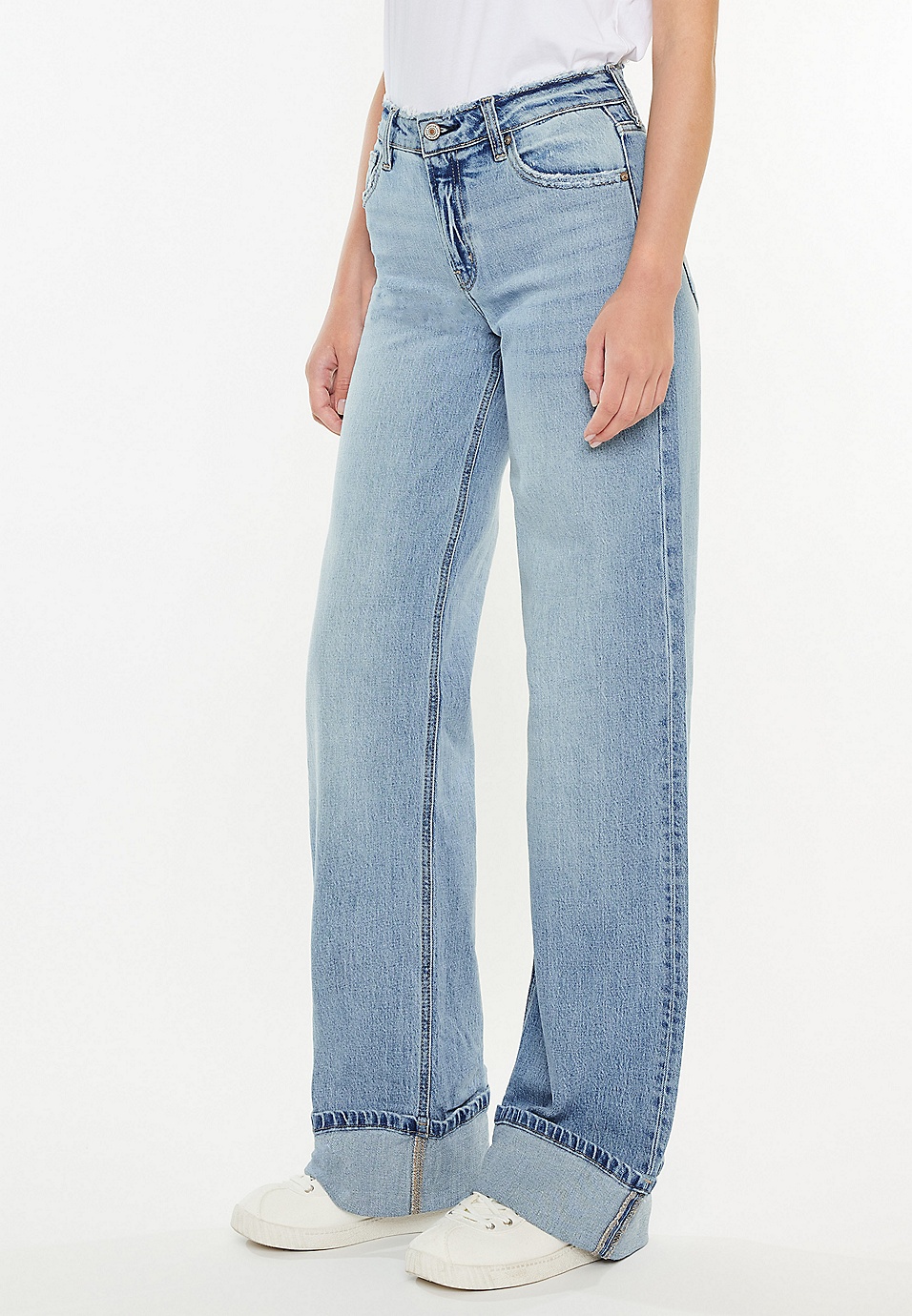 KanCan High Rise Cuffed Wide Leg Jean