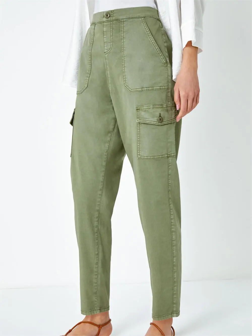 Olive Green Casual Overalls