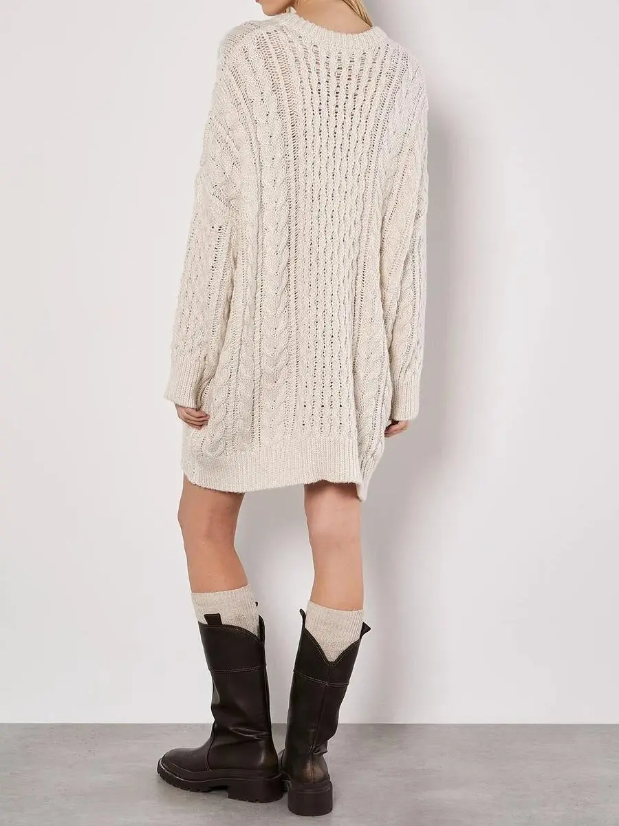 Oversized Cable Knit Jumper Mini Dress