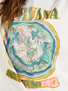 White Weird Label Print T-Shirt