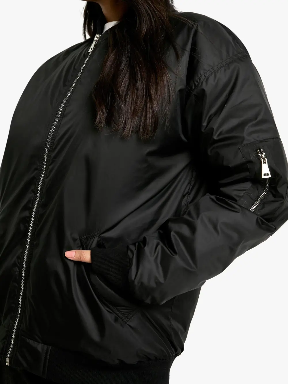 OVERSIZED CONTRAST LINING BOMBER JACKET