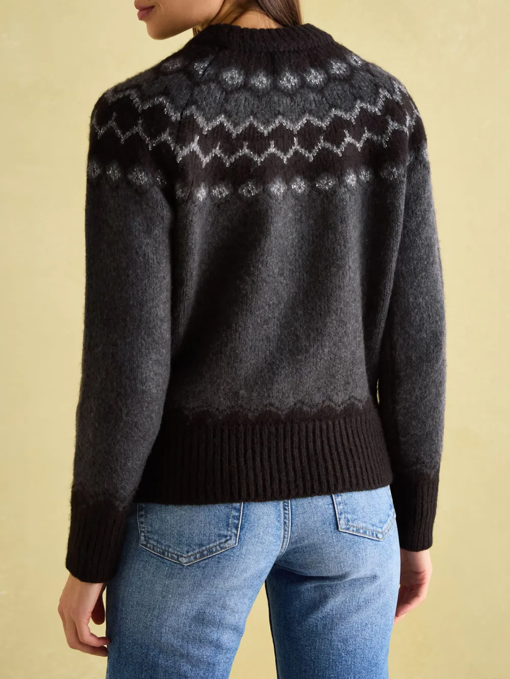 Victoria Charcoal Grey Fairisle Pattern Jumper