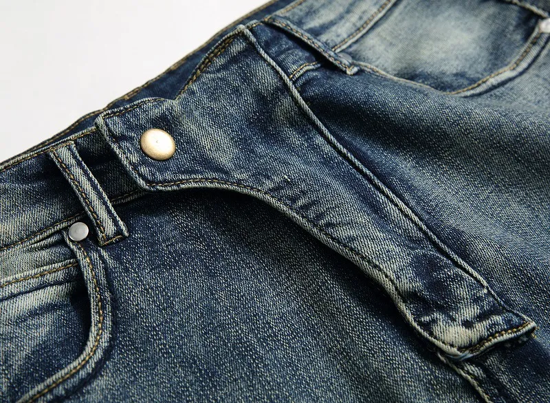 Men's Vintage Distressed Washed Biker Jeans