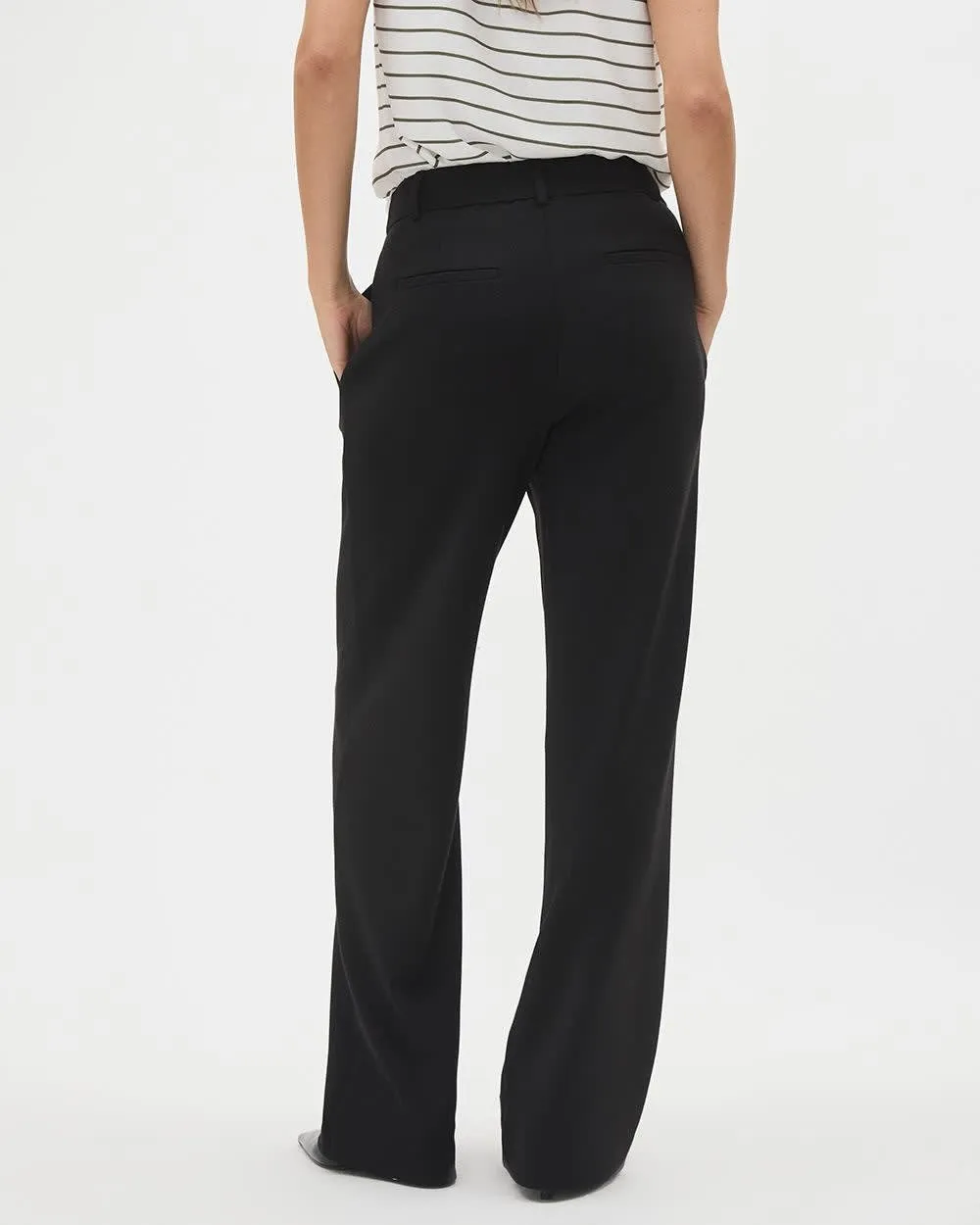 Black Luxe Knit High-Rise Long-Wide-Leg Pant