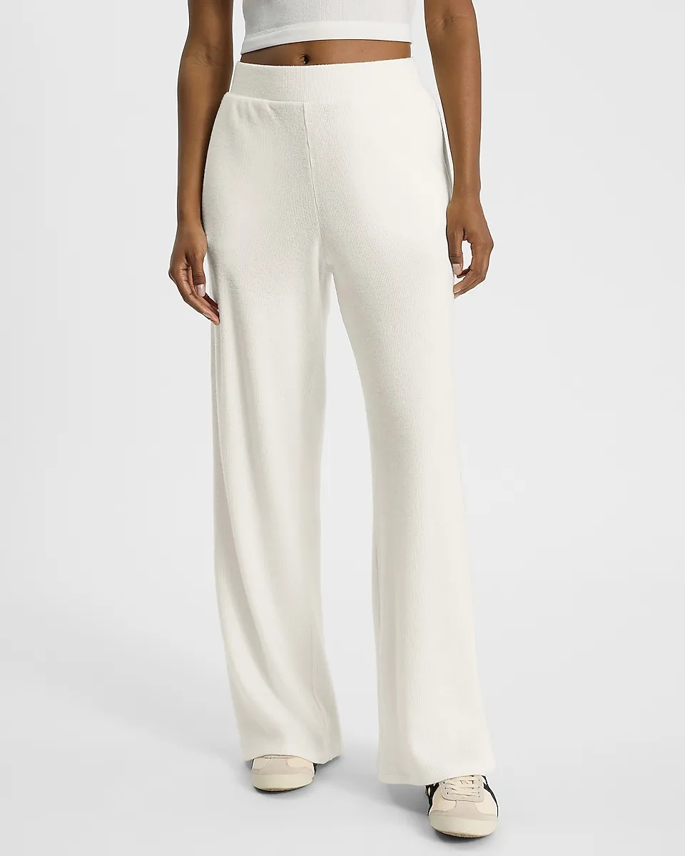 High Waisted Waffle Pull On Wide Leg Pant