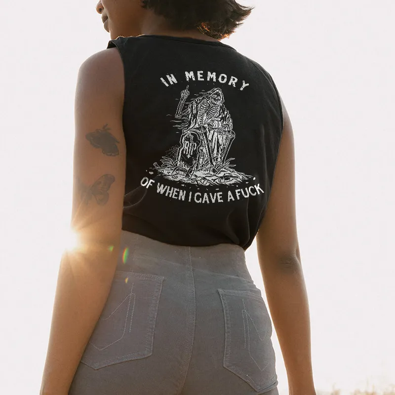 In Memory Of When I Gave A Fuck Printed Casual Vest