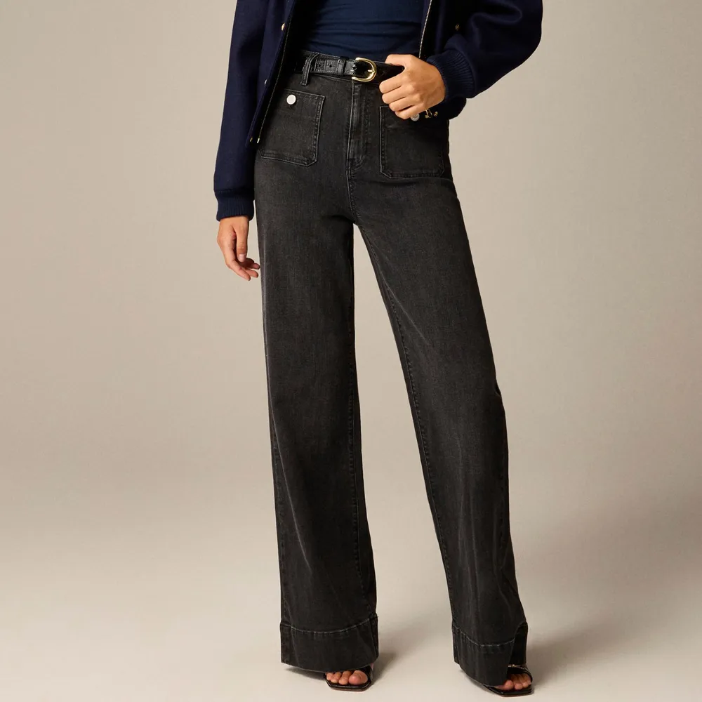 High-rise sailor denim trouser semi-stretch