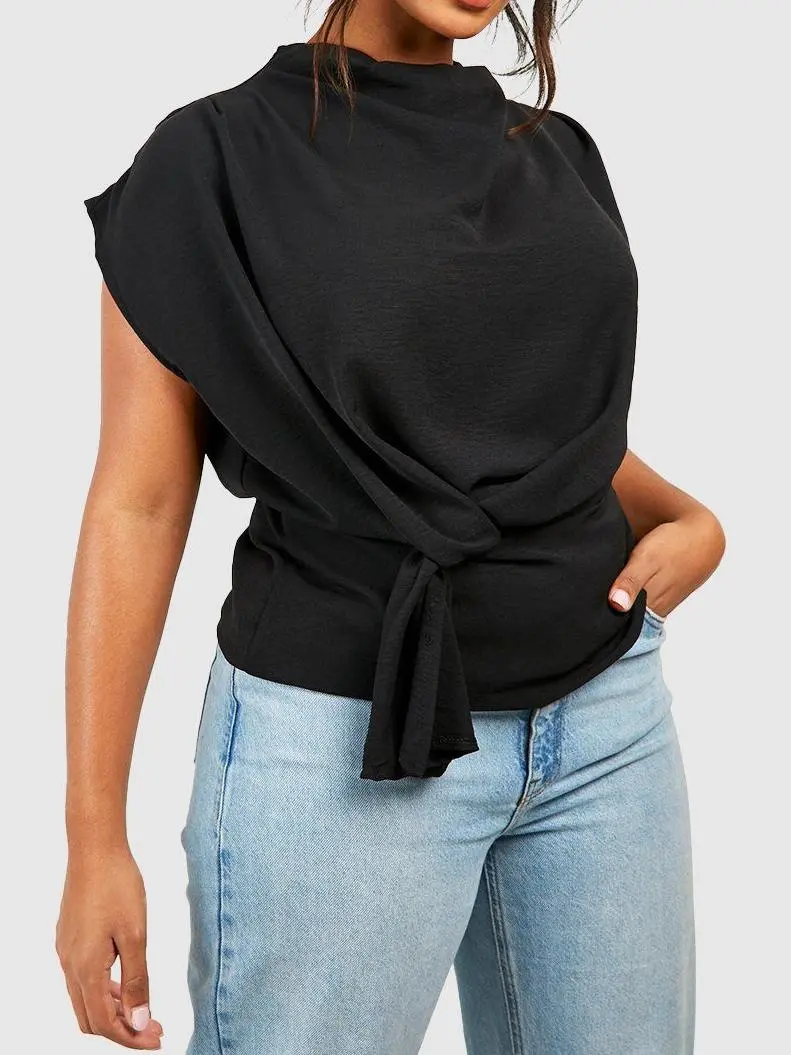 KNOT COWL NECK BLOUSE