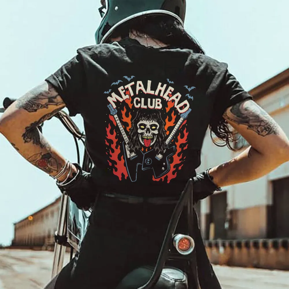 Metalhead Club Printed Skull T-shirt