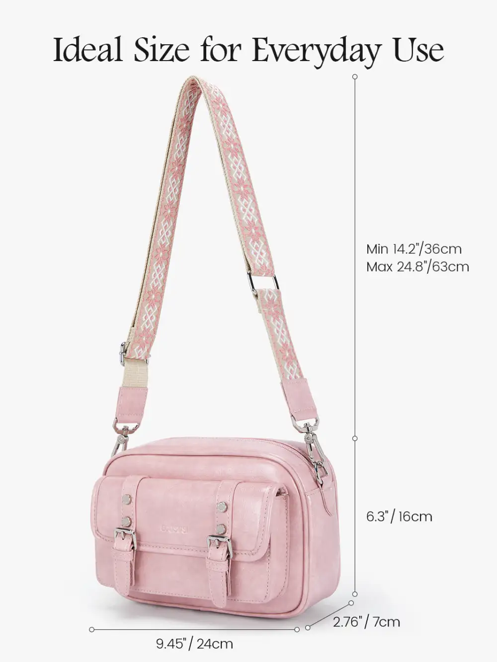 Mia Wide Strap Vegan Leather Crossbody Bag