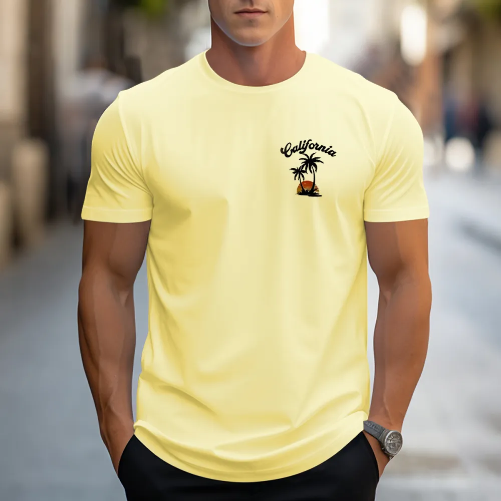 Shirt Summer Palm Tree Printed Hawaii Beach Graphic Mens T-Shirt Holiday Casual