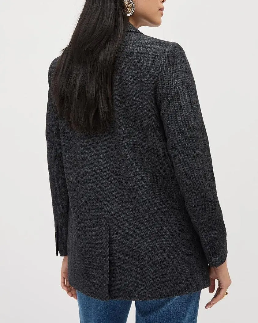 Herringbone Two-Button Wool Blazer