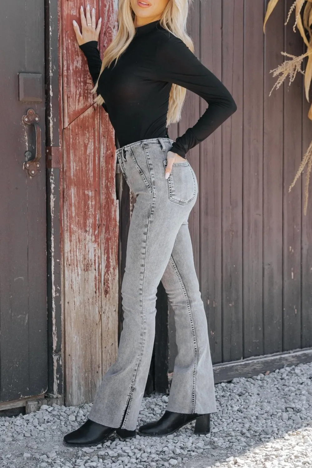 Slit Bootcut Jeans