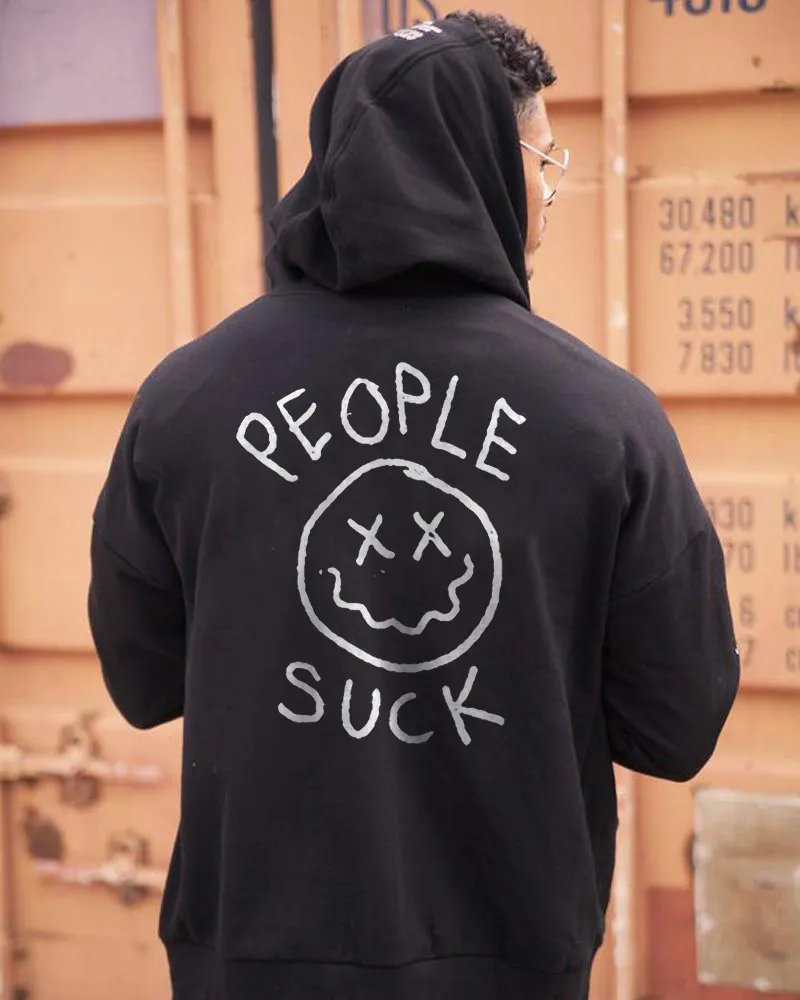 people suck Letter Print Casual Hoodie