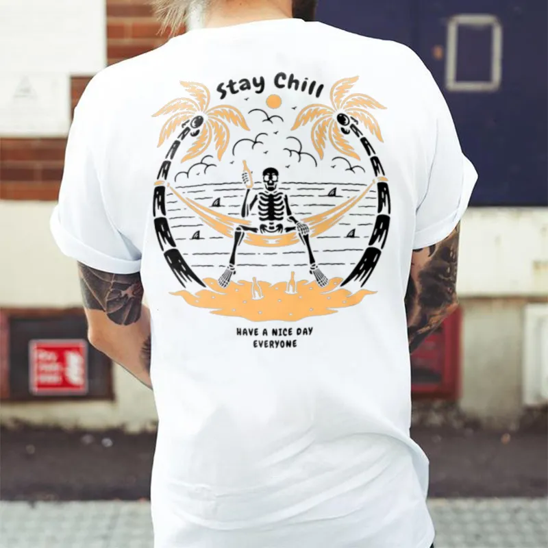 Have A Nice Day Skull's On Holiday Printed Men's T-shirt