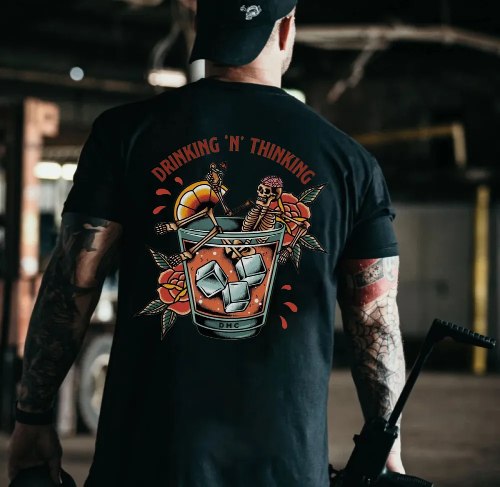 Drinking 'N' Thinking Printed Men's T-shirt