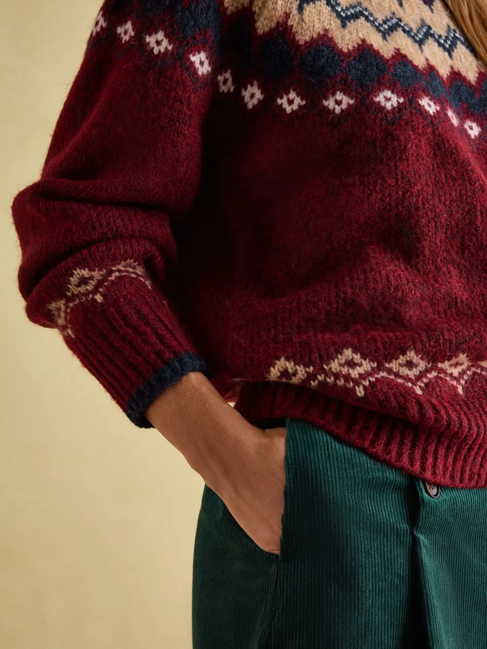 Lowry Navy/Camel Fairisle Pattern Jumper