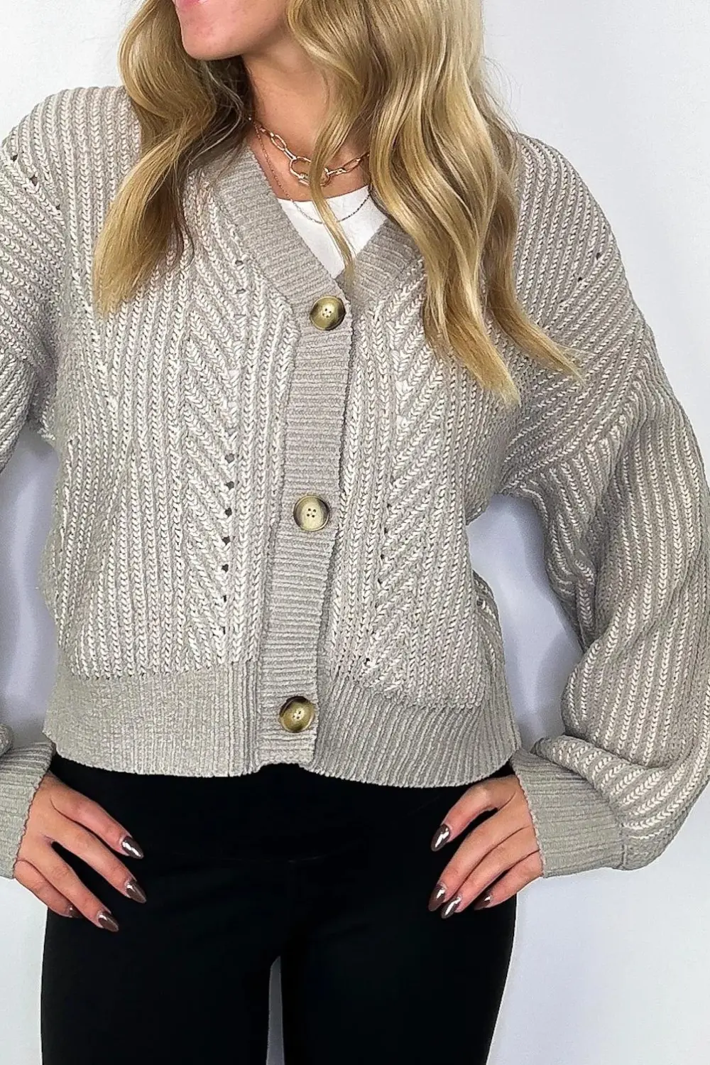 Two Tone Button Down Cardigan