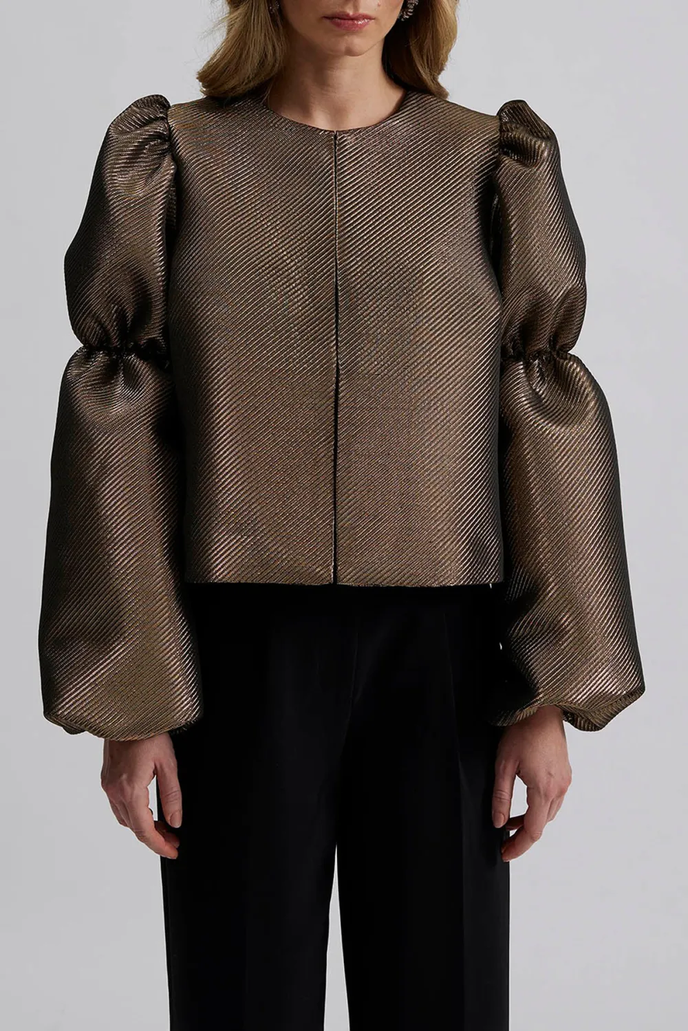 Puff Sleeve Keyhole Neck Blouse