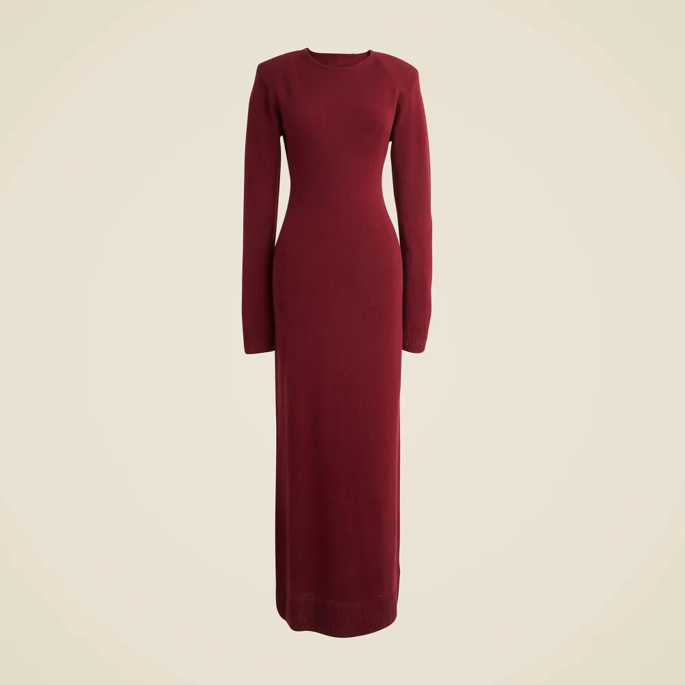 Crew Neck long-sleeve cashmere sweater-dress