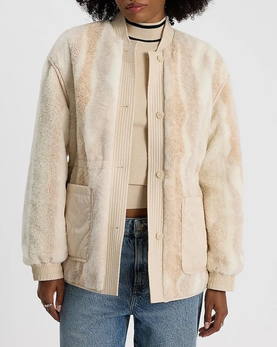 Reversible Quilted Faux Fur Bomber Jacket