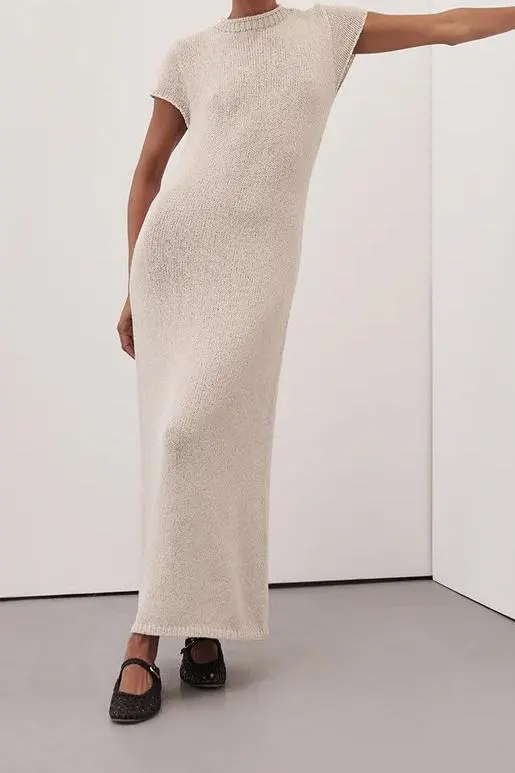 LEO CHALK KNIT MIDI DRESS